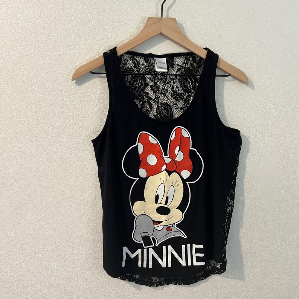 Disney‎ Black Lace Minnie Mouse Tank Top Size L